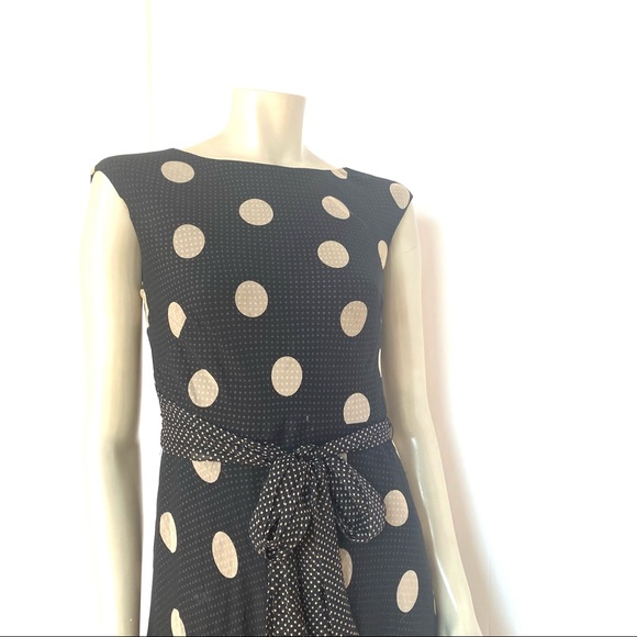 SARA CAMPBELL VINTAGE POLKADOT SILK CHIFFON DRESS - Picture 6 of 15